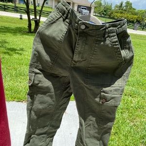 High waisted cargo jeans